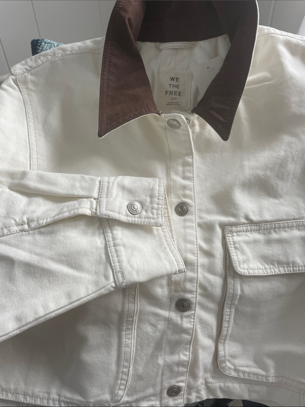 We The Free Cream Jacket with Brown Collar